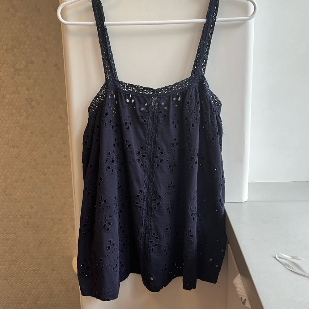 Navy Blue Urban Outfitters Eyelet summer top XS